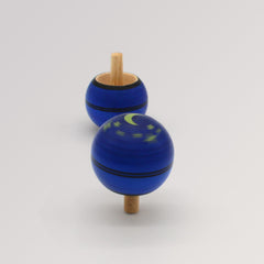 2 Umdrehkreisel Luna blau mit Sterne und Mond - liegend und stehend