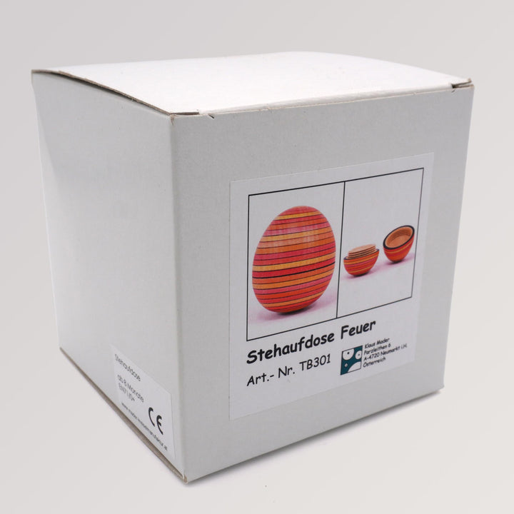 Stehaufdose & Rassel "Feuer" von Mader Kreiselmanufaktur - Box