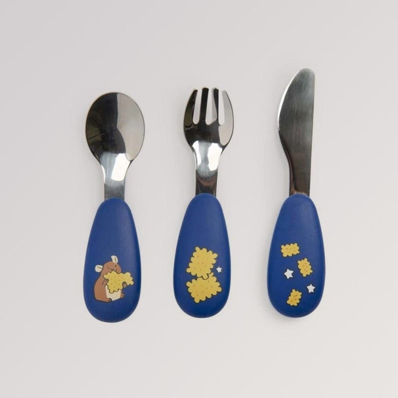 Kinderbesteck Puce&Pilou in blau, für Kinder ab 0 Jahren