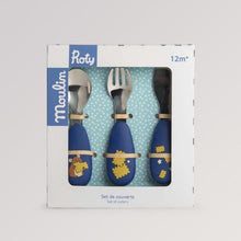 Kinderbesteck Puce&Pilou in blau, für Kinder ab 0 Jahren