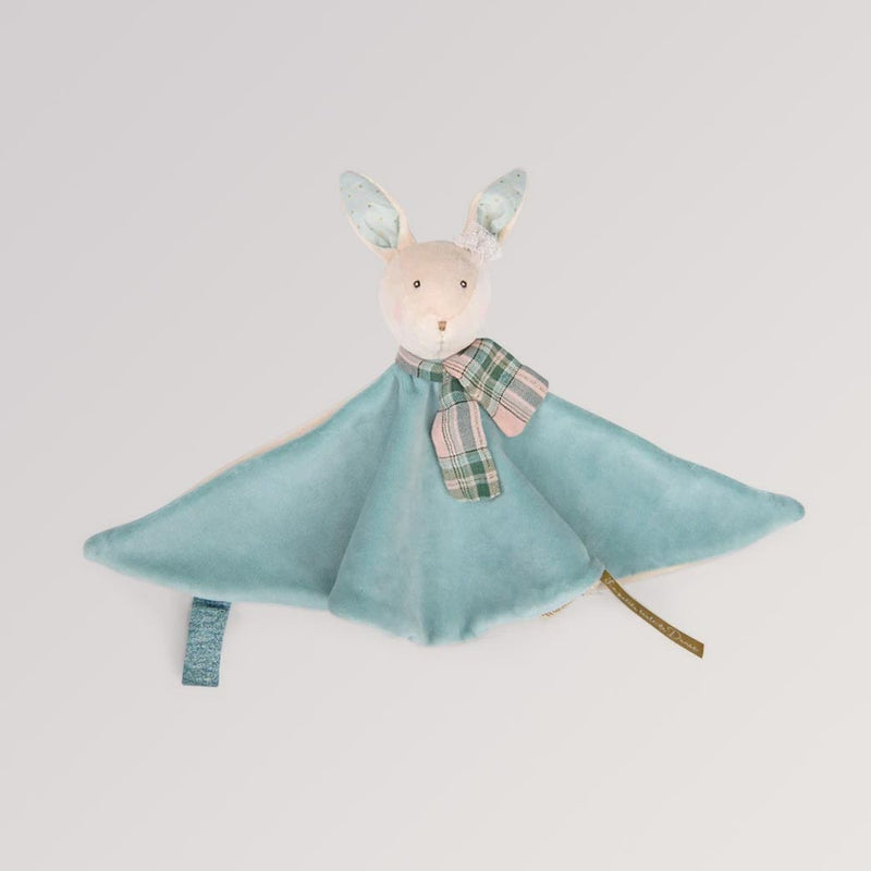 Schmusetuch Kaninchen von Moulin Roty in Blautönen - für Babys ab Geburt