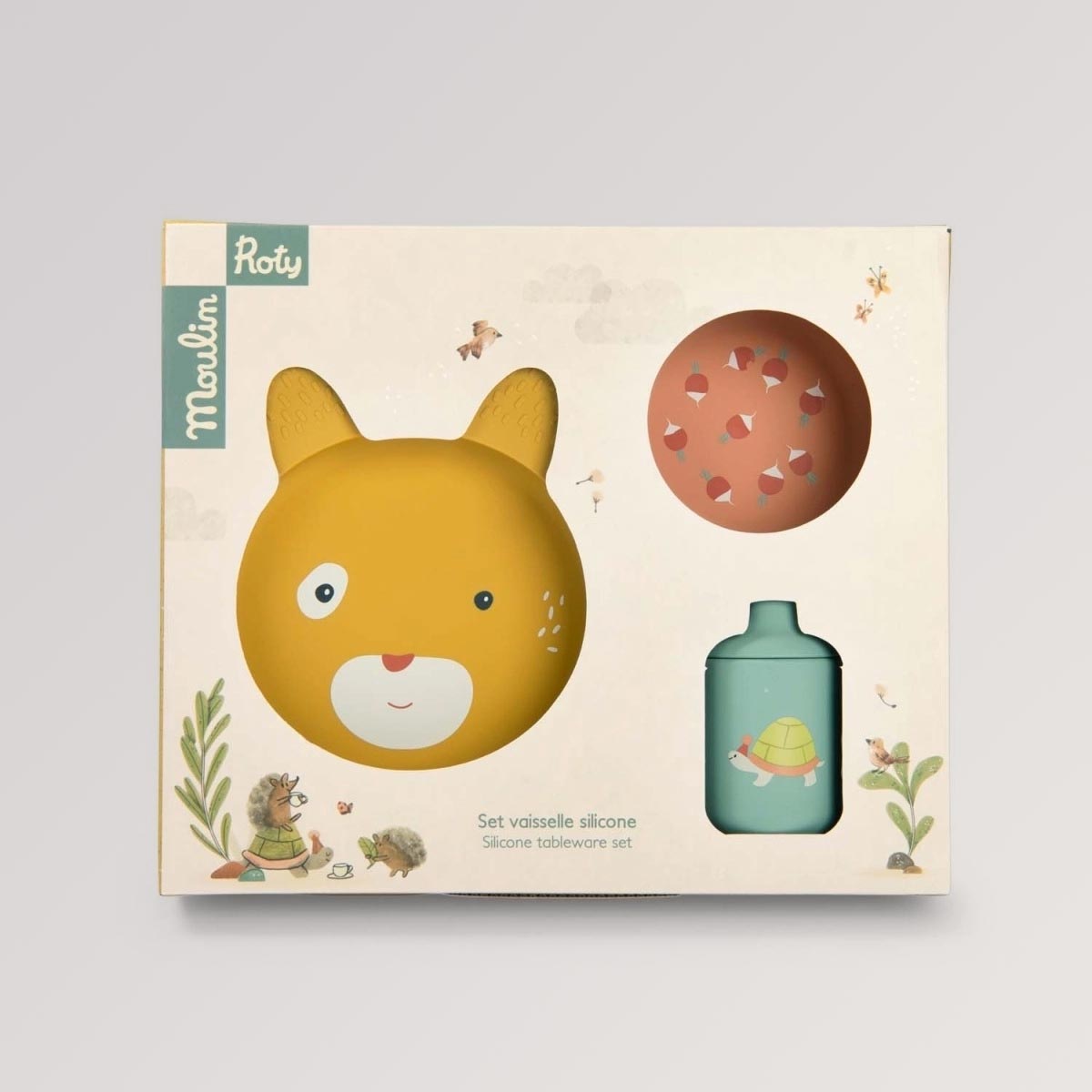Kindergeschirrset aus Silikon "Trois Lapins" von Moulin Roty - ab 0 Jahren