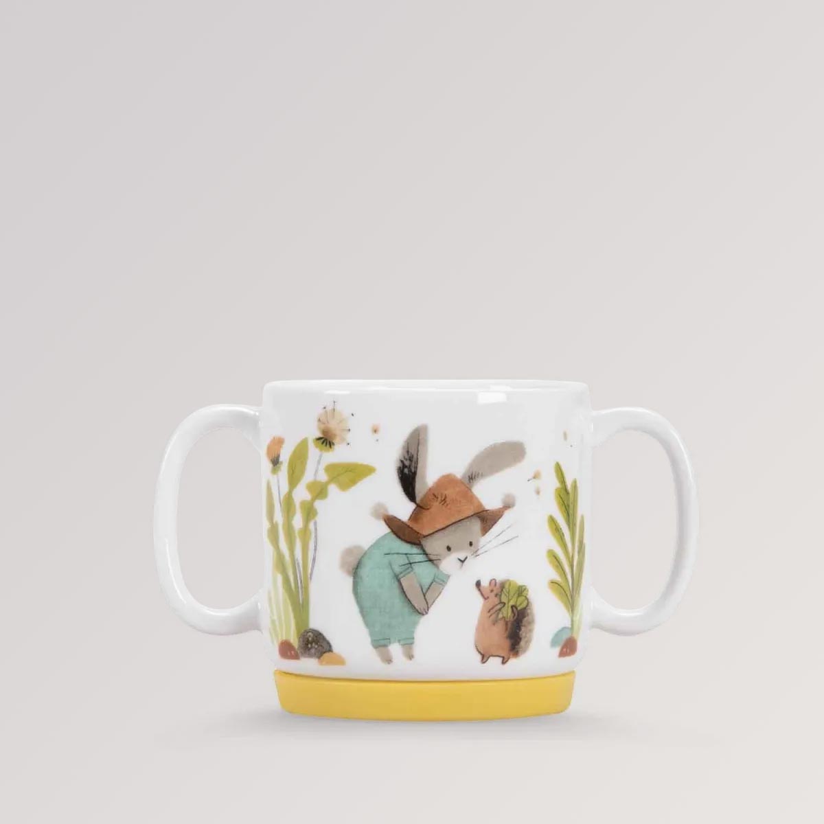 Tasse mit zwei Henkel von Porzellangeschirr-Set Trois Lapins mit Häschen-Motiv von Moulin Roty