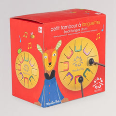 Verpackung Vorderseite der kleinen Zungentrommel für Kinder in gelb - Popipop von Moulin Roty