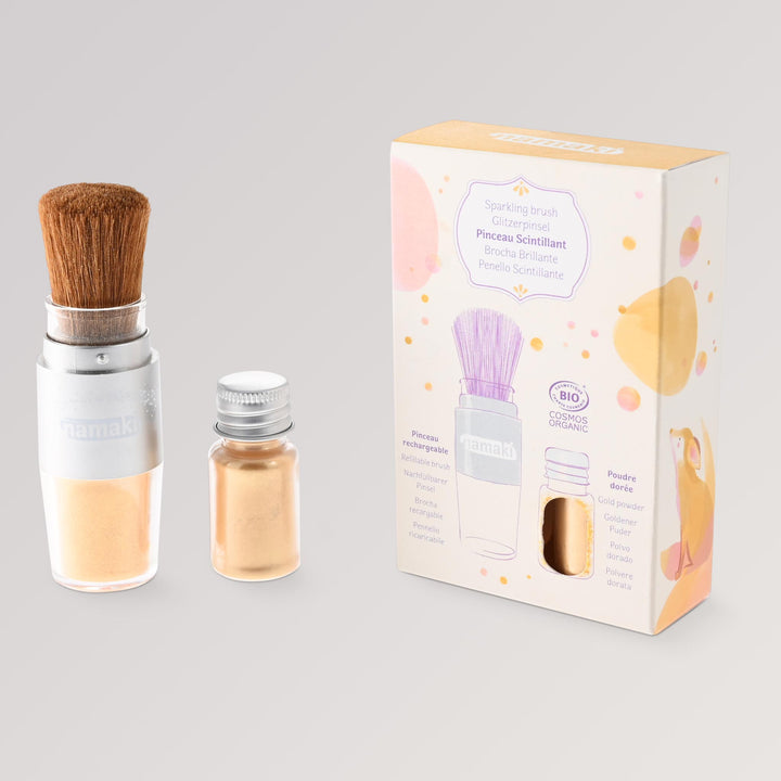 Bio-Glitzerpinsel Gold mit Glitzerpuder von namaki
