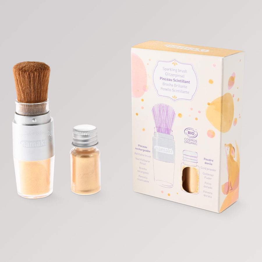Bio-Glitzerpinsel Gold mit Glitzerpuder von namaki