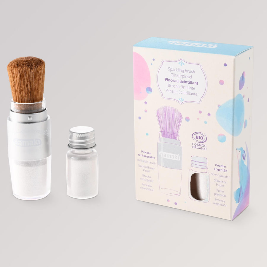 Bio-Glitzerpinsel Silber mit Glitzerpuder von namaki