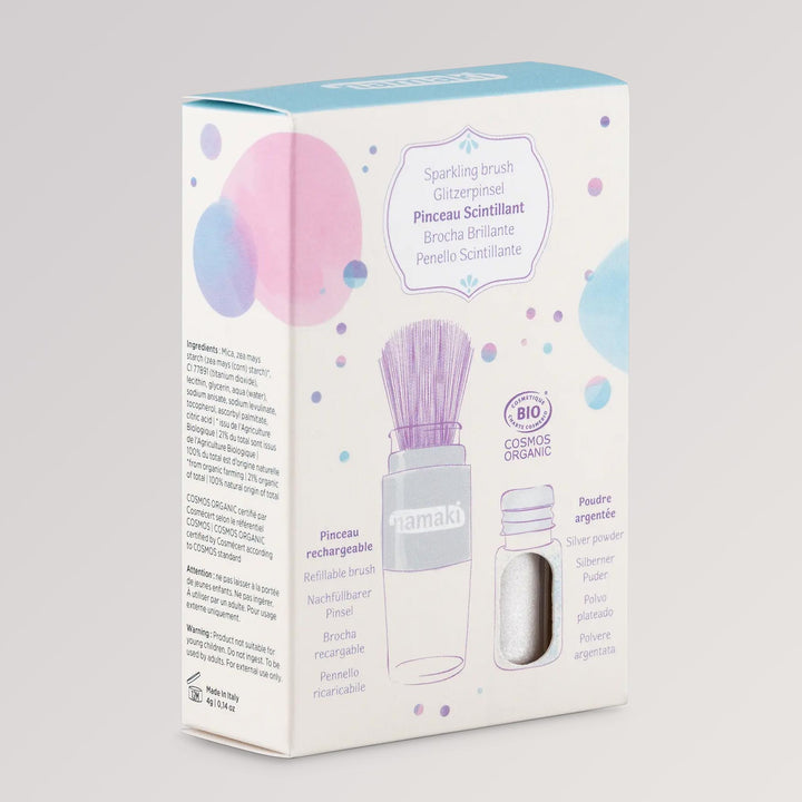 Bio-Glitzerpinsel Silber mit Glitzerpuder von namaki