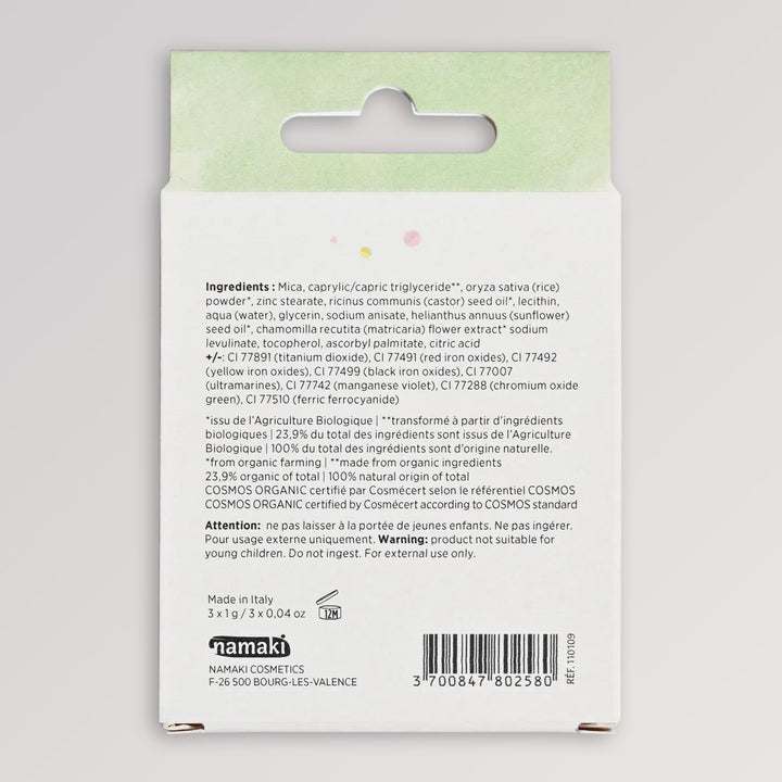 Bio-Lidschattenpalette Frühling mit 3 Farben von namaki