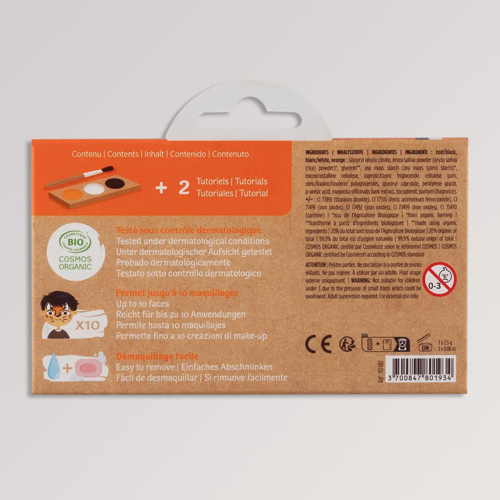 Kinderschminke-Set Tiger & Fuchs mit 3 Farben - Verpackung Rückseite