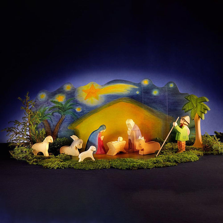 Krippen-Set mit Diorama von Ostheimer - aufgebaut
