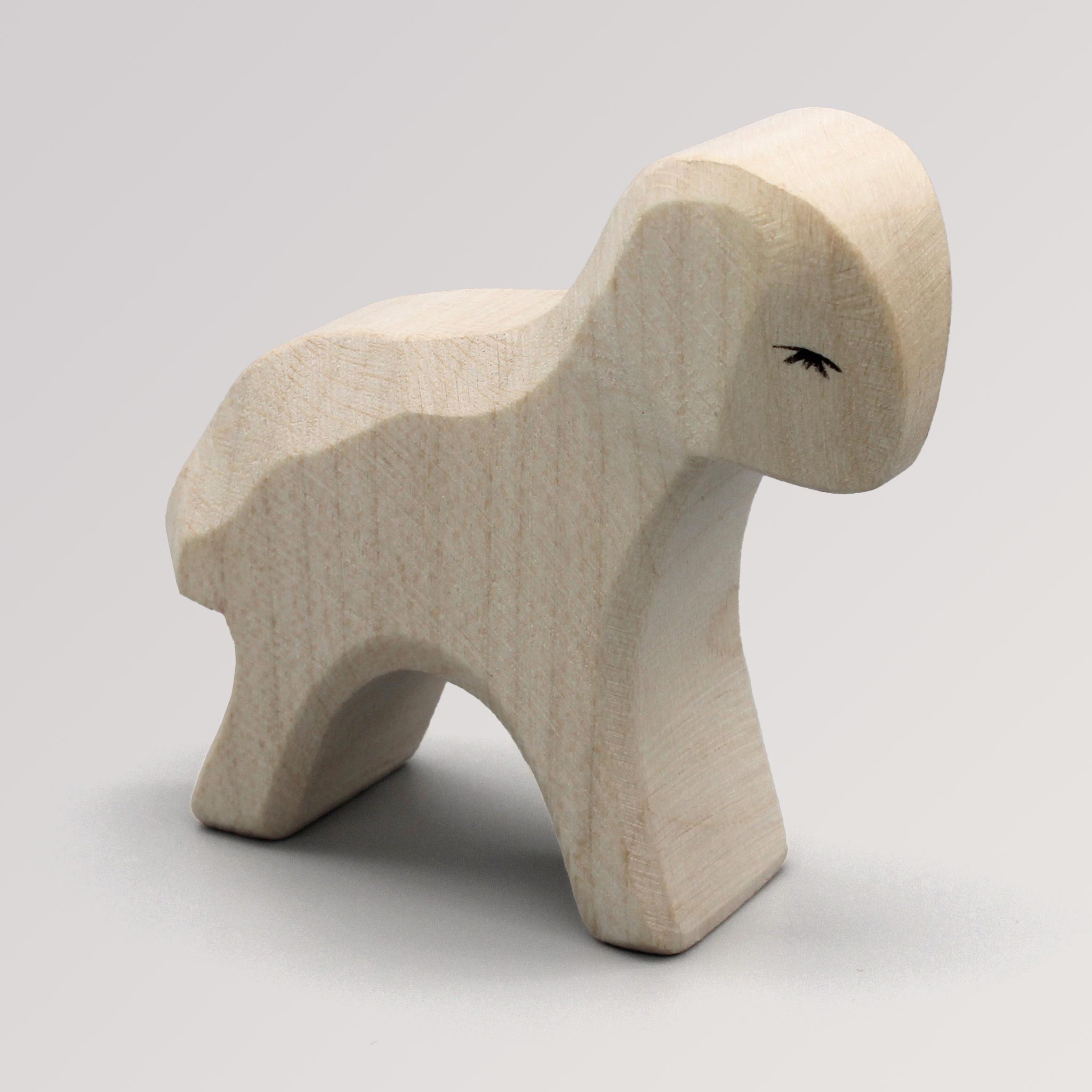 Stehendes Lamm Aus Ahornholz – Handgemachtes Bauernhof-Spielzeug Von Ackermann, 100% ökologisch & Made In Germany