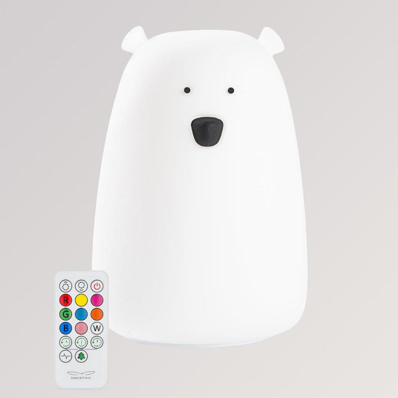 Nachtlicht Bär groß Silikon | weiß mit Akku (USB)