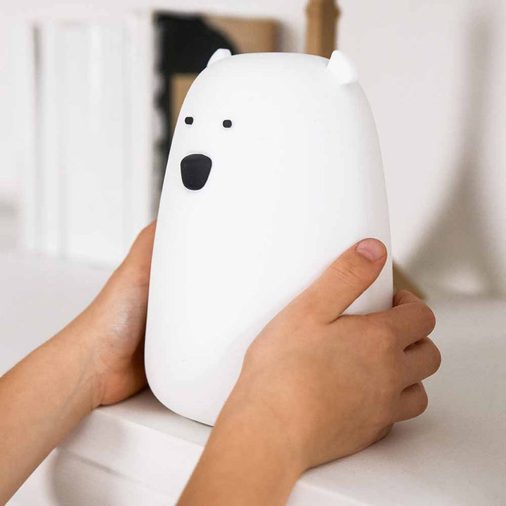 Nachtlicht Bär groß Silikon | weiß mit Akku (USB)