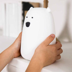Nachtlicht Bär groß Silikon | weiß mit Akku (USB)