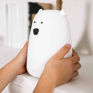 Nachtlicht Bär groß Silikon | weiß mit Akku (USB)