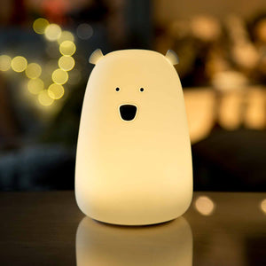 Nachtlicht Bär groß Silikon | weiß mit Akku (USB)