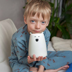 Nachtlicht Bär groß Silikon | weiß mit Akku (USB)