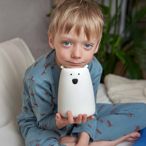 Nachtlicht Bär groß Silikon | weiß mit Akku (USB)