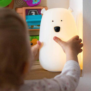 Nachtlicht Bär groß Silikon | weiß mit Akku (USB)