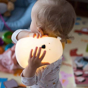 Nachtlicht Bär groß Silikon | weiß mit Akku (USB)