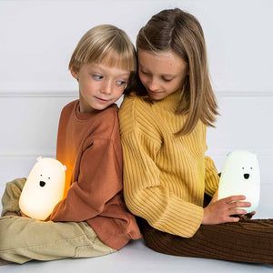 Nachtlicht Bär groß Silikon | weiß mit Akku (USB)