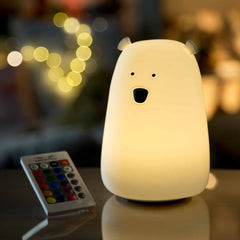 Nachtlicht Bär groß Silikon | weiß mit Akku (USB)