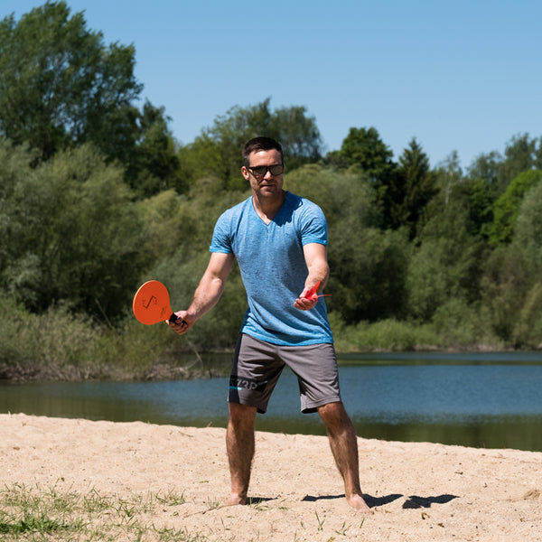 Schildkroet Jazzminton Set Spiel im Sand