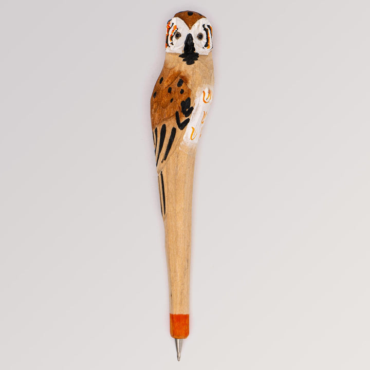 Holzkugelschreiber Eule von Tierkopfstift