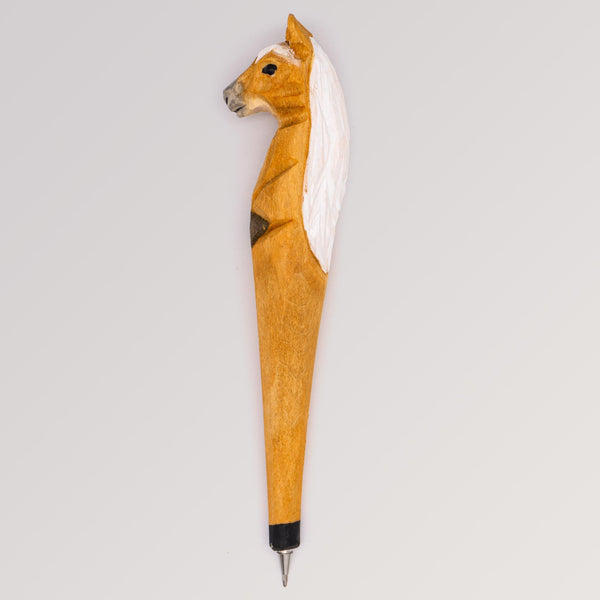 Holzkugelschreiber Haflinger von Tierkopfstift