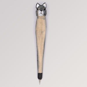 Holzkugelschreiber Katze von Tierkopfstift