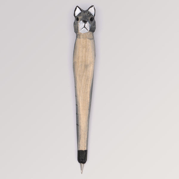 Holzkugelschreiber Katze von Tierkopfstift