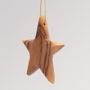 Stern Anhänger groß - Ornament Olivenholz Weihnachtsbaumschmuck von Weihnachtsdeko aus Betlehem