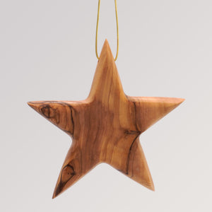 Stern Anhänger groß - Ornament Olivenholz Weihnachtsbaumschmuck von Weihnachtsdeko aus Betlehem