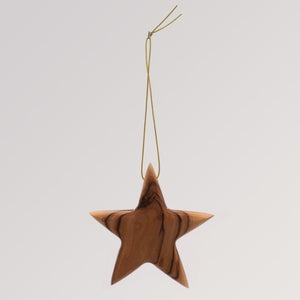 Stern Anhänger groß - Ornament Olivenholz Weihnachtsbaumschmuck von Weihnachtsdeko aus Betlehem