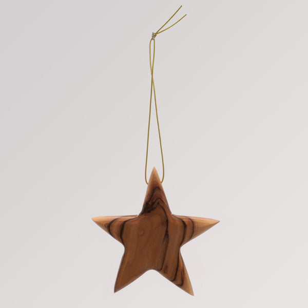 Stern Anhänger groß - Ornament Olivenholz Weihnachtsbaumschmuck von Weihnachtsdeko aus Betlehem