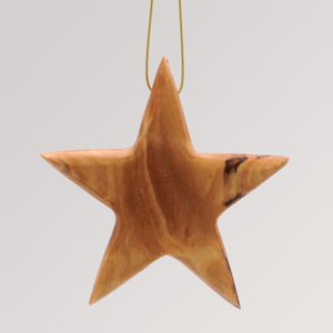 Stern Anhänger groß - Ornament Olivenholz Weihnachtsbaumschmuck von Weihnachtsdeko aus Betlehem