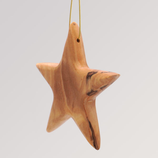 Stern Anhänger groß - Ornament Olivenholz Weihnachtsbaumschmuck von Weihnachtsdeko aus Betlehem