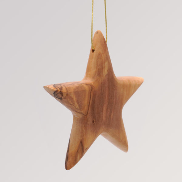 Stern Anhänger groß - Ornament Olivenholz Weihnachtsbaumschmuck von Weihnachtsdeko aus Betlehem