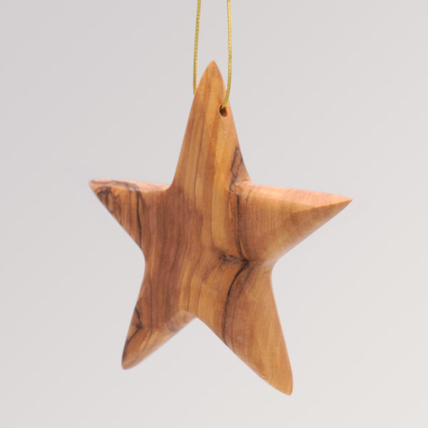 Stern Anhänger groß - Ornament Olivenholz Weihnachtsbaumschmuck von Weihnachtsdeko aus Betlehem