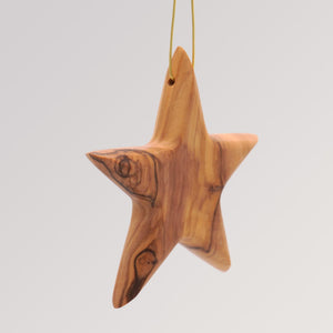 Stern Anhänger groß - Ornament Olivenholz Weihnachtsbaumschmuck von Weihnachtsdeko aus Betlehem