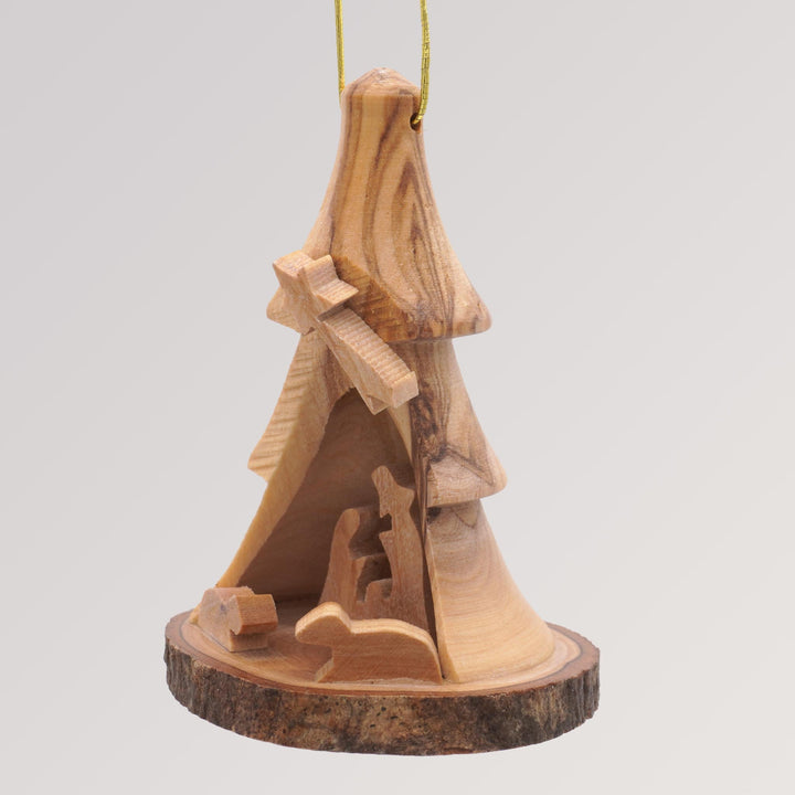 Krippe Weihnachtsbaum Anhänger klein - Olivenholz Baumschmuck von Weihnachtsdeko aus Betlehem