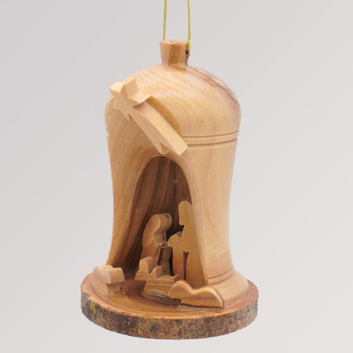 Krippe Weihnachtsglocke - Olivenholz Baumschmuck Anhänger von Weihnachtsdeko aus Betlehem