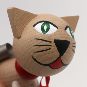 Schwingfigur Katze aus Holz mit Spiralfeder von Abafactory