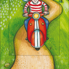 Ziehkarte - Rollerfahrer von Bärenpresse