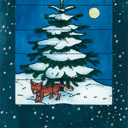 Ziehkarte - Fuchs vor Weihnachtsbaum von Bärenpresse