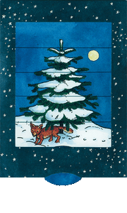 Ziehkarte - Fuchs vor Weihnachtsbaum von Bärenpresse