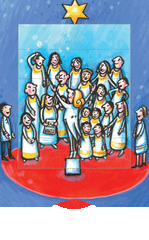 Ziehkarte - Weihnachtschor von Bärenpresse