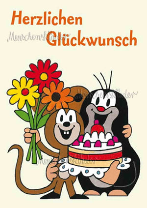 Postkarte - Herzlichen Glückwunsch vom kleinen Maulwurf von Die Sendung mit der Maus