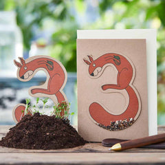 Klappkarte mit Blumensamen - Zahl 3 von Die Stadtgärtner